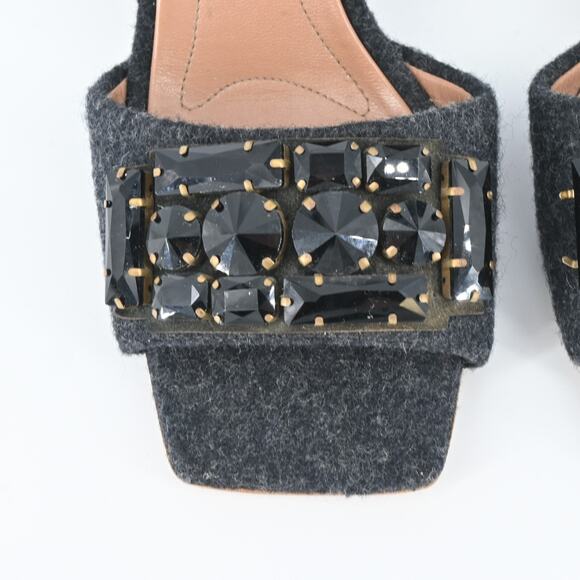 MARNI Gray Felt Rhinestone Block Heels Size 40 - Picture 7 of 13